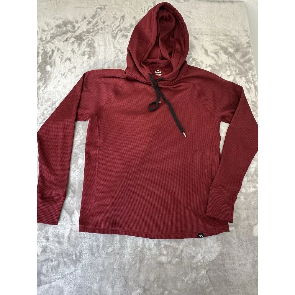 Adidas Hoodie Pullover Men's Size Medium Red Lightweight Thermal Long Sleeve EUC